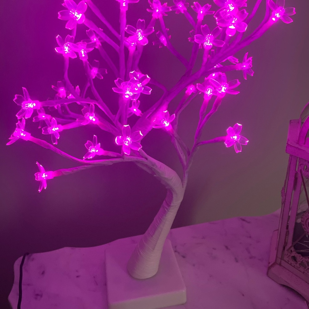 White Tree with Purple Light Up Bendable Tree Branches Home Decor Bedroom Kids
